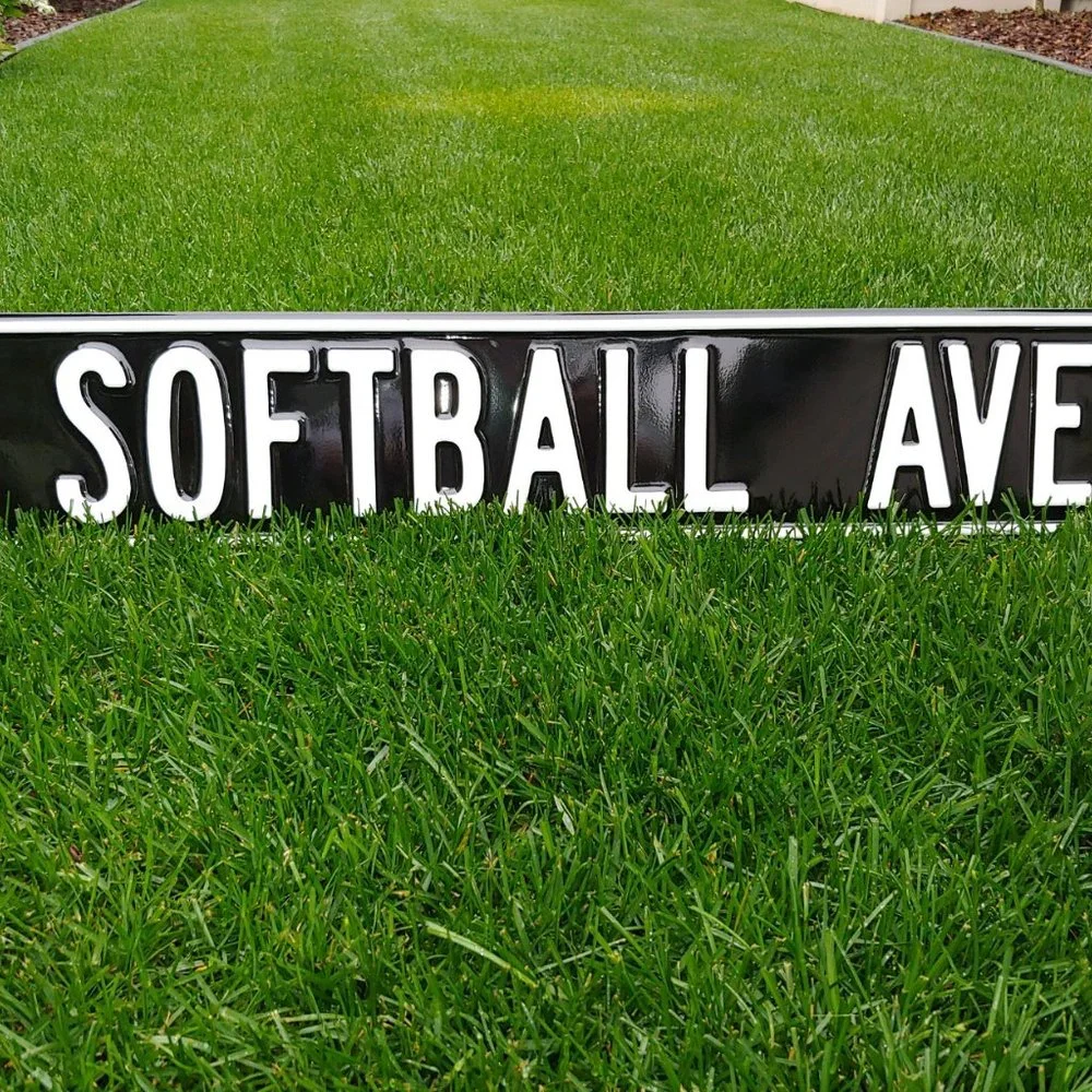 Softball Ave Pink & White Metal Street Sign - NEW!